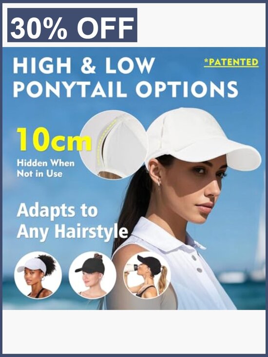 UPF 50+ High Ponytail Baseball Cap, Breathable Running Hat Cool Touch Sweatband